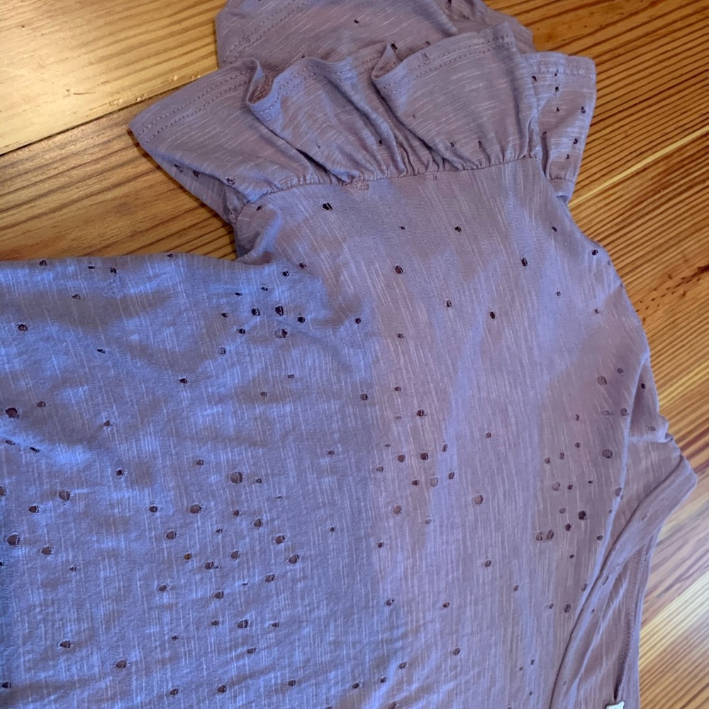 distressed ruffle top